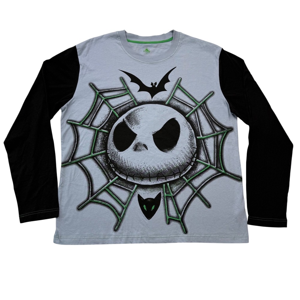 Jack Skellington Nightmare Before Christmas Colorblock Blue LS Shirt Men XL